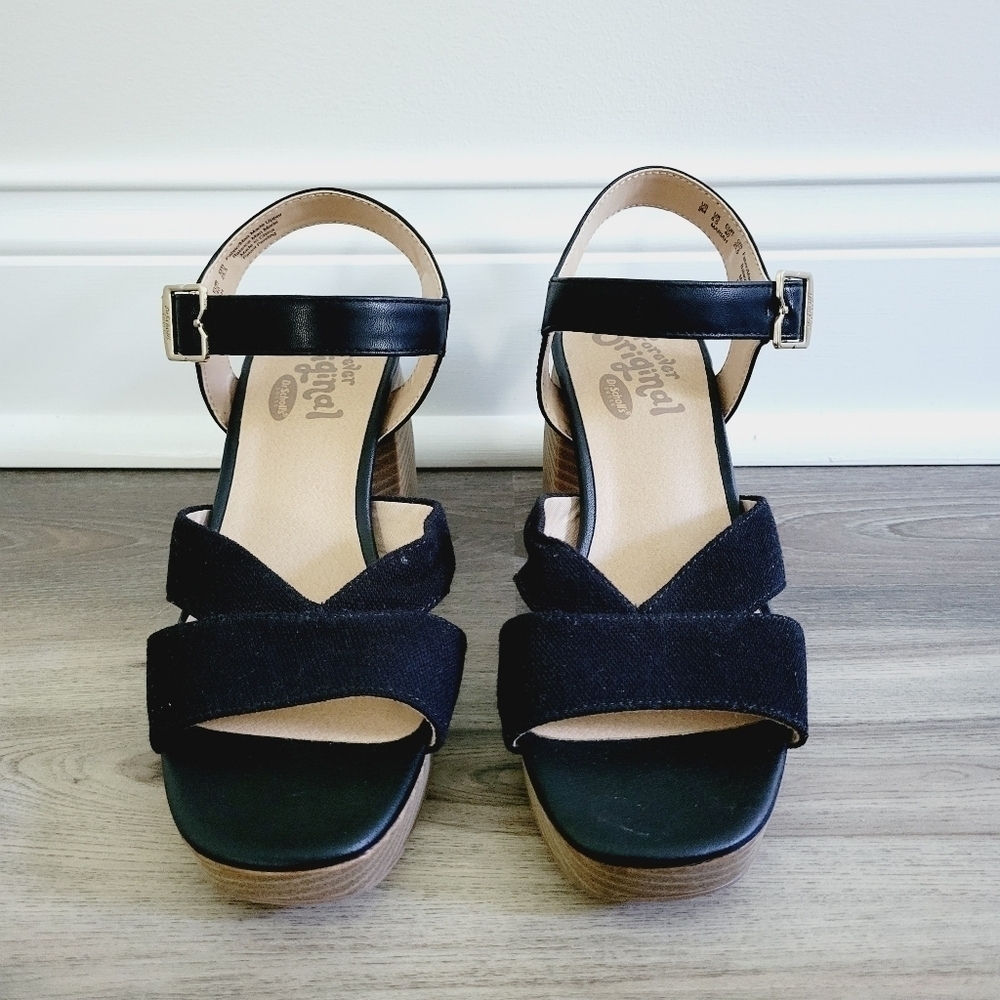 New Dr Scholls Black Ankle Fabric Sandals Size 9M - Picture 3 of 8